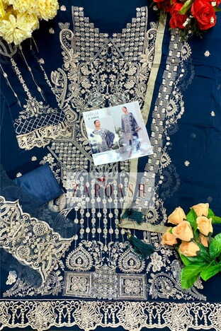 ZARQASH Z 2103 FOUX GEORGETTE PAKISTANI SALWAR SUITS