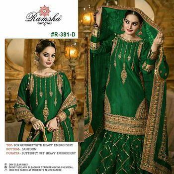 RAMSHA R 381 COLOUR PAKISTANI SUITS SUPPLIER