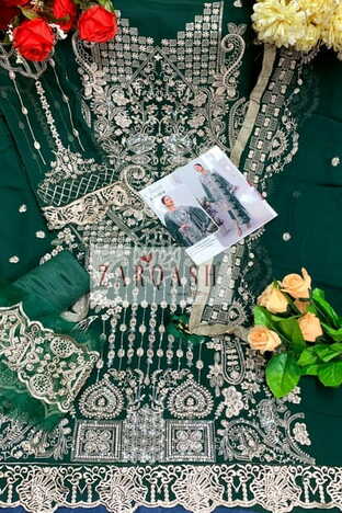 ZARQASH Z 2103 FOUX GEORGETTE PAKISTANI SALWAR SUITS