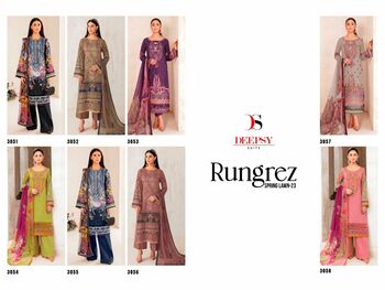 DEEPSY SUITS RUNGREZ SPRING LAWN 23 3051 TO 3058 SERIES PAKISTANI SUITS