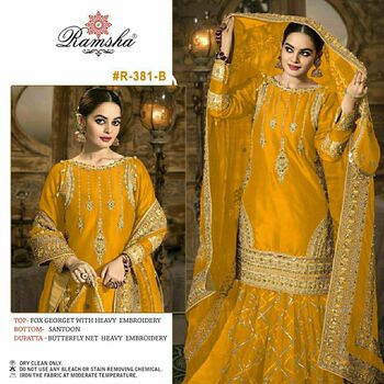 RAMSHA R 381 COLOUR PAKISTANI SUITS SUPPLIER