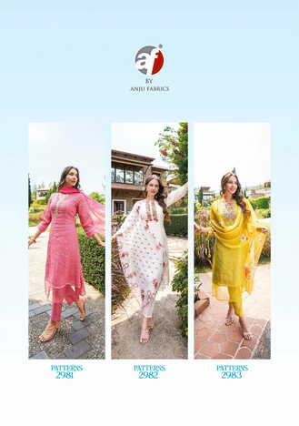 ANJU FABRICS PATTERNS TOP PANT WITH DUPATTA 3 PCS SET CATALOGUE