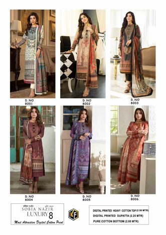 KEVAL FAB SOBIA NAZIR LUXURY VOL 8 COTTON KARACHI PRINTED SUITS WHOLESALE