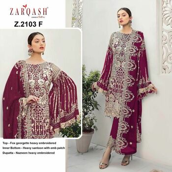 ZARQASH Z 2103 FOUX GEORGETTE PAKISTANI SALWAR SUITS