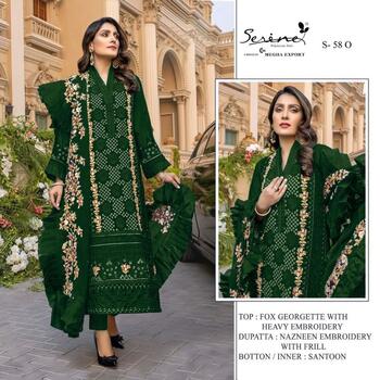 SERENE S 58 M TO P FOUX GEORGETTE PAKISTANI SUITS NEW CATALOGUE