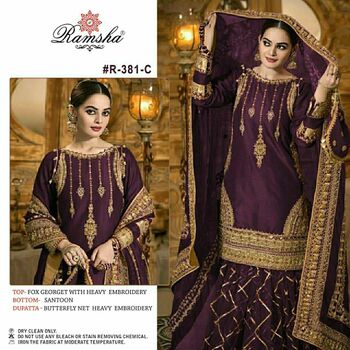 RAMSHA R 381 COLOUR PAKISTANI SUITS SUPPLIER