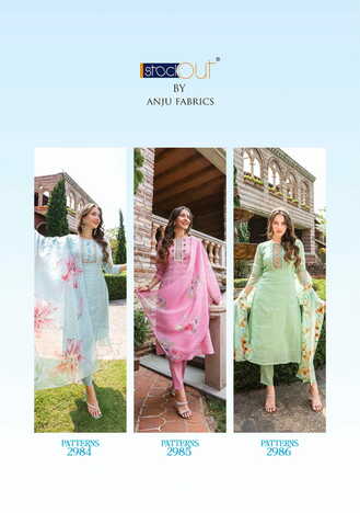 ANJU FABRICS PATTERNS TOP PANT WITH DUPATTA 3 PCS SET CATALOGUE