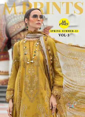 SHREE FABS M PRINTS SPRING SUMMER 23 VOL 3 COTTON PAKISTANI SUITS SURAT