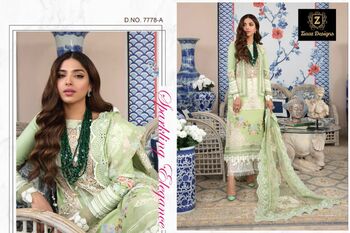 ZIAAZ DESIGNS 7773 CAMBRIC COTTON SETI STITCHED SUITS