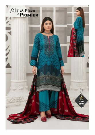 KEVAL FAB ALIJA VOL 3 PLAZO PREMIUM KARACHI PRINTED SUITS WHOLESALER