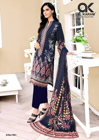 AL KARAM KESARIYA MAGIC IN PRINT VOL 7 PURE CAMBRIC KARACHI SUITS CATALOGUE