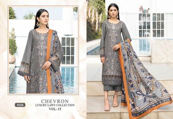 SHREE FABS CHEVRON LUXURY LAWN COLLECTION VOL 15 LAWN EMBROIDERY PAKISTANI SUITS