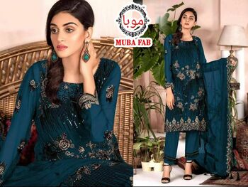 MUBA FAB D.NO 1001 FOUX GEORGETTE PAKISTANI SUITS