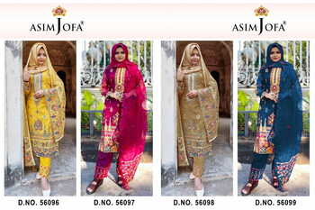 ASIM JOFA 56096 TO 56099 SERIES ORGANZA EMBROIDERY PAKISTANI SUITS