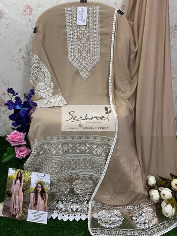 SERENE S 84 FOUX GEORGETTE EMBROIDERY PAKISTANI SUITS