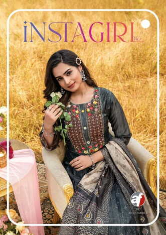 ANJU FABRICS INSTA GIRL VOL 3 VISCOSE EMBROIDERY DESIGNER 3 PCS SET CATALOGUE