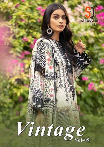 SHRADDHA DESIGNER VINTAGE VOL 9 LAWN COTTON PAKISTANI SUITS AT SURAT