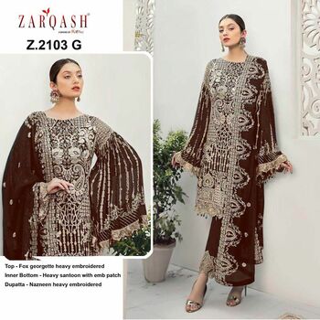 ZARQASH Z 2103 FOUX GEORGETTE PAKISTANI SALWAR SUITS