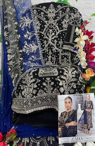 ZAHA AAEESHA VOL 3 GEORGETTE EMBROIDERY PAKISTANI SUITS WHOLESALER