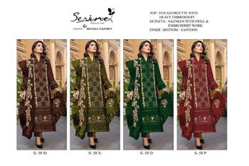 SERENE S 58 M TO P FOUX GEORGETTE PAKISTANI SUITS NEW CATALOGUE