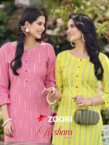 ZOORI AKSHARA VOL 22 FANCY RAYON PRINTED KURTIS BY MITTOO