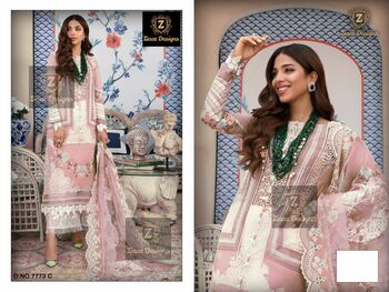 ZIAAZ DESIGNS 7773 CAMBRIC COTTON SETI STITCHED SUITS