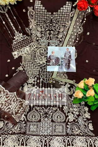 ZARQASH Z 2103 FOUX GEORGETTE PAKISTANI SALWAR SUITS