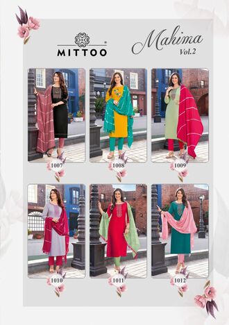 MITTOO MAHIMA VOL 2 EMBROIDERY KURTIS ONLINE SUPPLIER SURAT