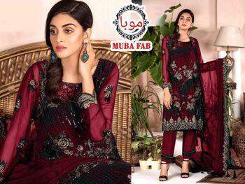 MUBA FAB D.NO 1001 FOUX GEORGETTE PAKISTANI SUITS