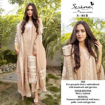 SERENE S 84 FOUX GEORGETTE EMBROIDERY PAKISTANI SUITS