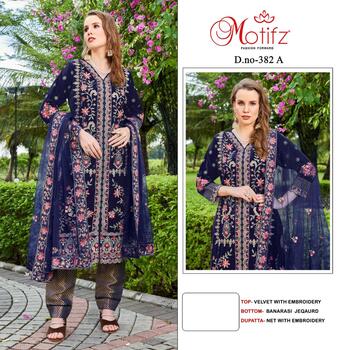 MOTIFZ D.NO 382 VELVET PAKISTANI SALWAR SUITS WHOLESALER IN SURAT