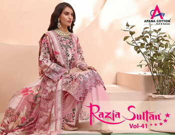 APANA COTTON RAZIA SULTAN VOL 41 COTTON PRINT KARACHI SUITS AT BEST PRICE