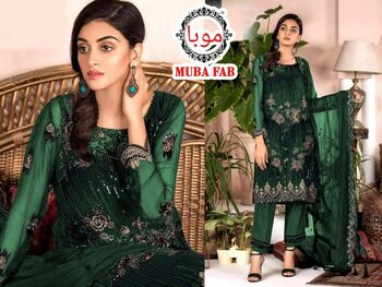 MUBA FAB D.NO 1001 FOUX GEORGETTE PAKISTANI SUITS