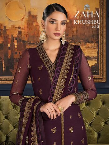 ZAHA KHUSHBU VOL 3 GEORGETTE EMBROIDERY PAKISTANI SUITS