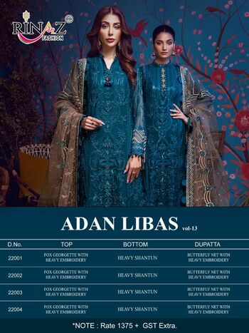 RINAZ FASHION ADAN LIBAS VOL 13 FOUX GEORGETTE PAKISTANI SALWAR KAMEEZ