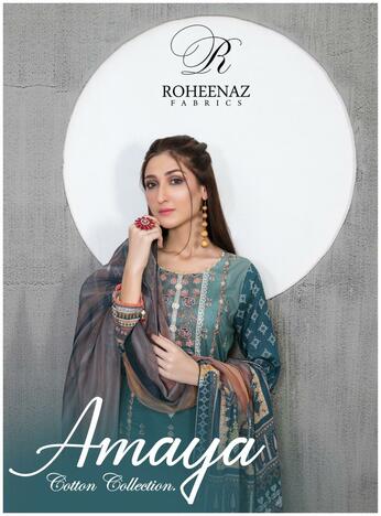 ROHEENAZ AMAYA COTTON PRINTED KARACHI SUITS WHOLESALE