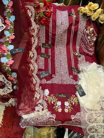 ZIAAZ DESIGNS 7773 CAMBRIC COTTON SETI STITCHED SUITS