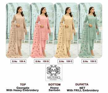 MUSHQ M 159 FOX GEROGETTE PAKISTANI SUITS BY SHRADDHA