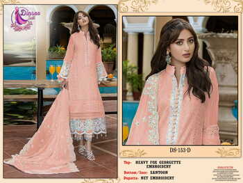 DINSAA SUIT DS 153 FOUX GEORGETTE PAKISTANI SUITS CATALOGUE