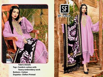 SF 120 COLOURS CAMBRIC COTTON PAKISTANI SUITS LATEST CATALOGUE