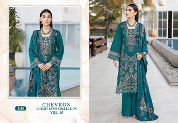 SHREE FABS CHEVRON LUXURY LAWN COLLECTION VOL 15 LAWN EMBROIDERY PAKISTANI SUITS