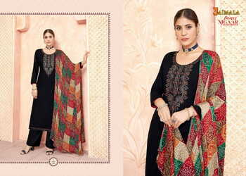 JAIMALA NIGAAR BLACK BEAUTY RAYON SLUB EMBROIDEY SUITS BY ALOK SUITS