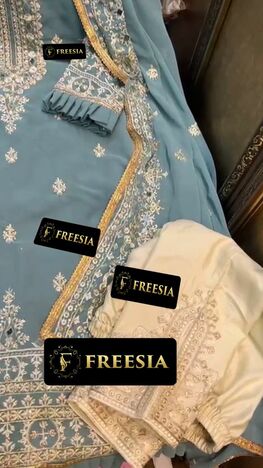 FREESIA DESIGNS BIN SAEED AQUA GEM GEORGETTE SUITS