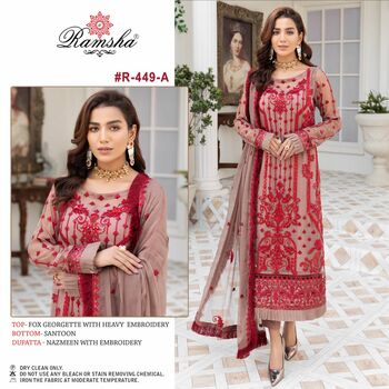 RAMSHA R 449 NX GEORGETTE PAKISTANI SALWAR SUITS CATALOGUE