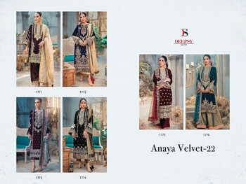 DEEPSY SUITS ANAYA VELVET 22 1771 TO 1776 SERIES PAKISTANI SUITS WHOLESALE