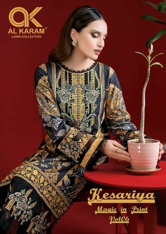 AL KARAM KESARIYA VOL 6 PURE CAMBRIC PRINTED KARACHI SUITS