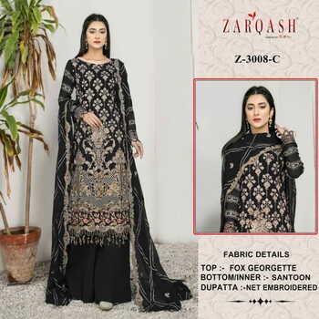 ZARQASH Z 3008 GEORGETTE EMBROIDERY SALWAR SUITS CATALOGUE