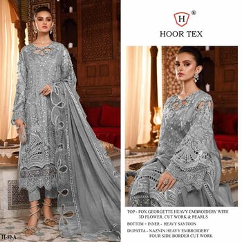 HOORTEX H 89 FOUX GEORGETTE EMBROIDERY PAKISTANI SUITS AT SURAT