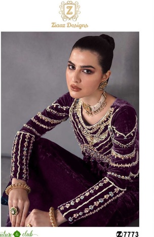 ZIAAZ DESIGNS D.NO 370 VELVET PAKISTANI SALWAR KAMEEZ DISTRIBUTOR IN SURAT