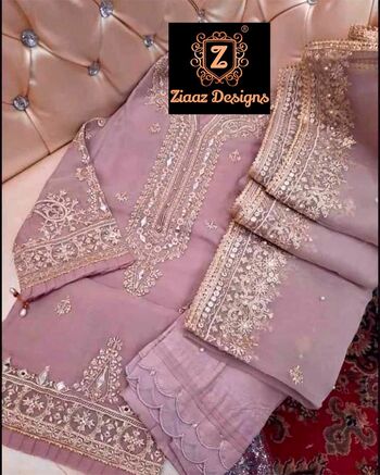 ZIAAZ DESIGNS NOOR MAUVE MIRROR SEMI STITCHED SUITS